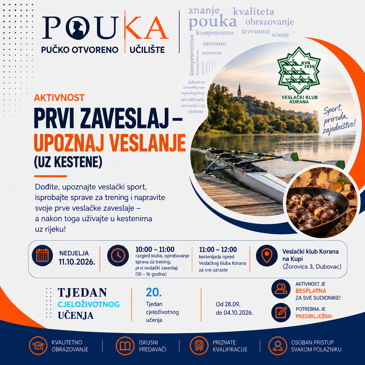 Prvi zaveslaj – upoznaj veslanje (uz kestene)
