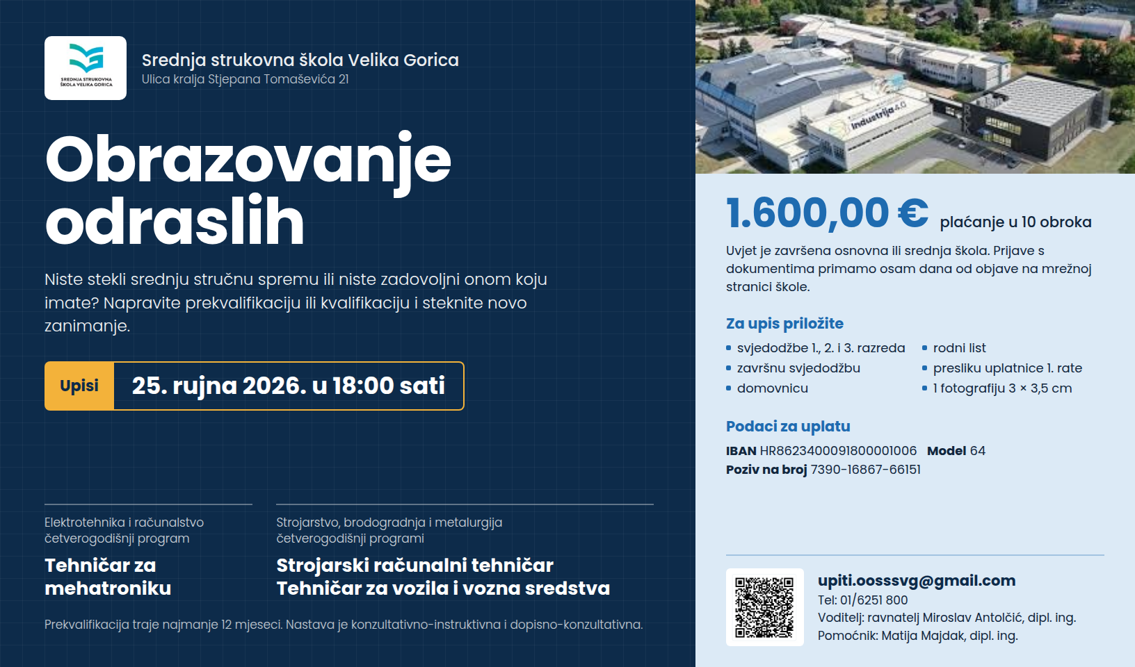 Upisi u programe obrazovanja odraslih – Srednja strukovna škola Velika Gorica